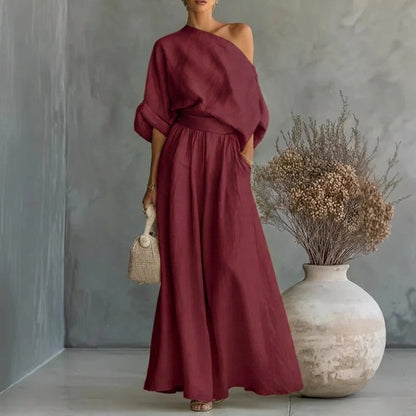 Alba - Strapless top and wide-leg trousers set