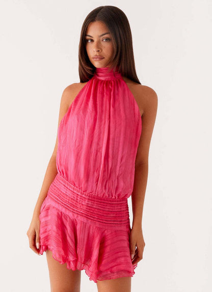 Elia - Mini vestido casual con escote halter
