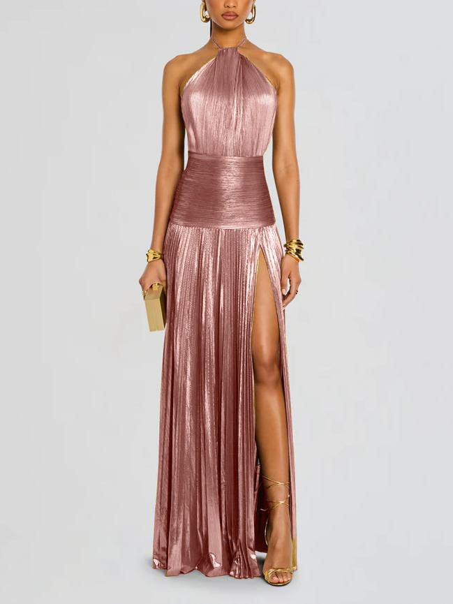 Oriana - Vestido metalizado con la espalda al descubierto
