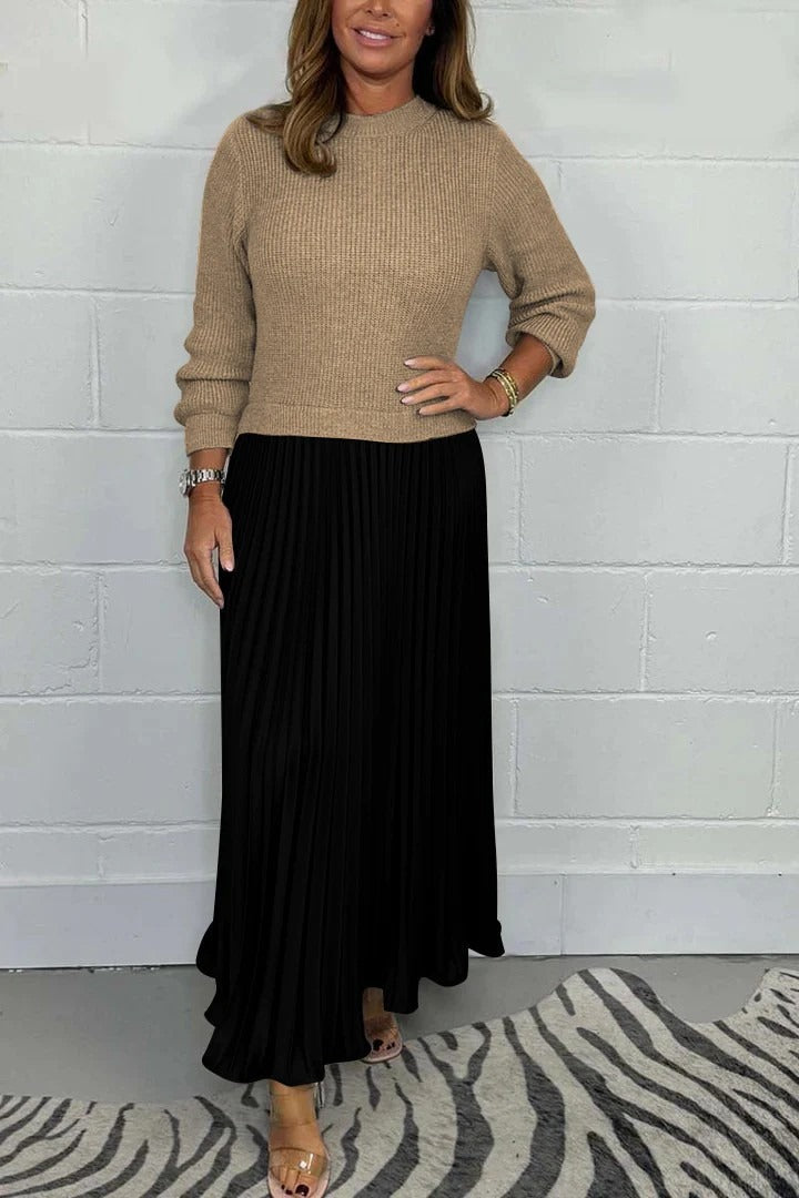 Claudia - Maxi dress with jersey and pleated skirt