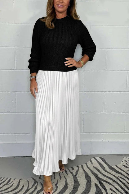 Claudia - Maxi dress with jersey and pleated skirt