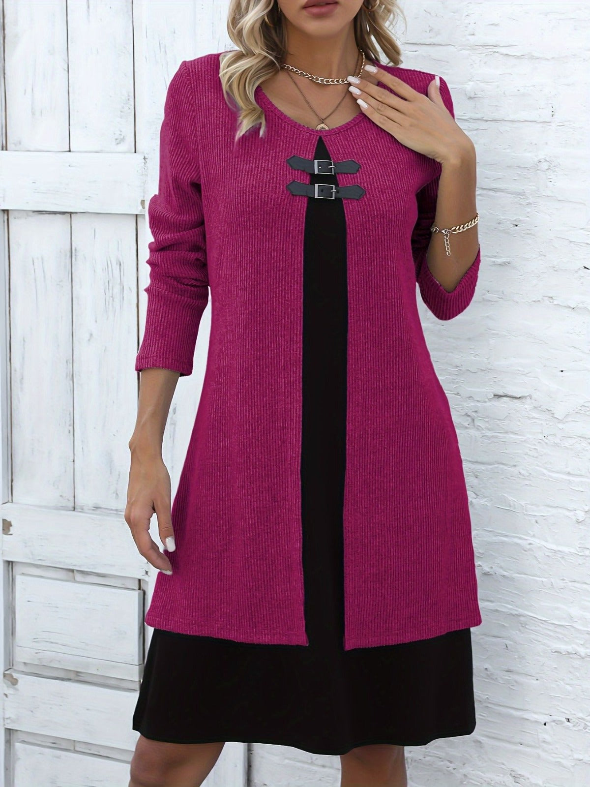 Clara - Vestido de corte A con efecto de dos piezas