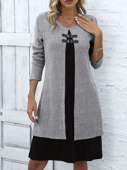 Clara - Vestido de corte A con efecto de dos piezas