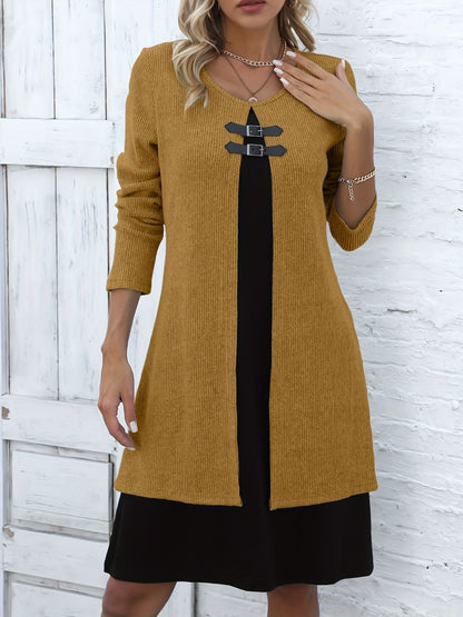Clara - Vestido de corte A con efecto de dos piezas