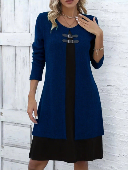 Clara - Vestido de corte A con efecto de dos piezas