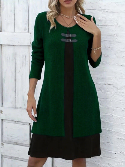 Clara - Vestido de corte A con efecto de dos piezas