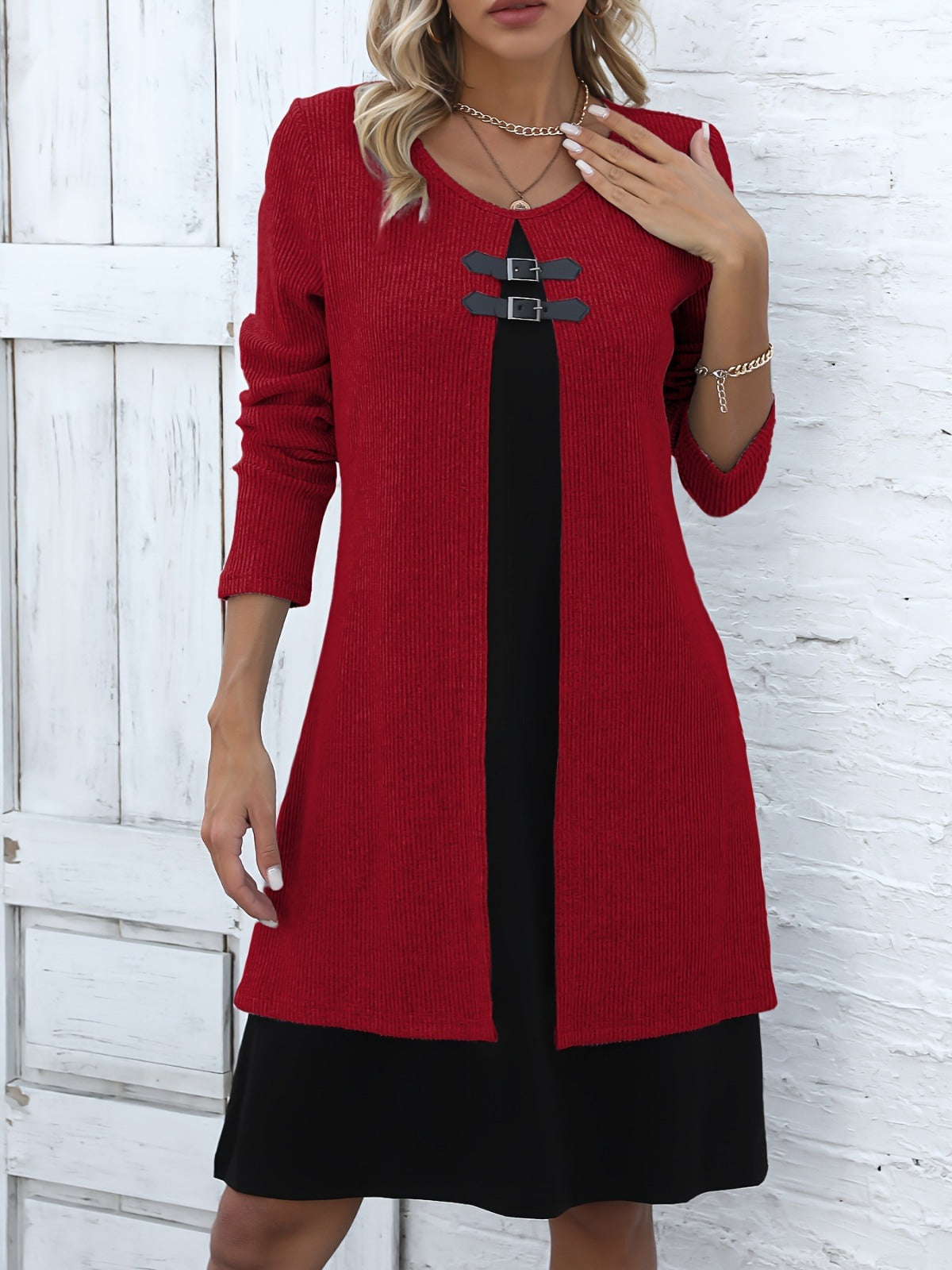 Clara - Vestido de corte A con efecto de dos piezas