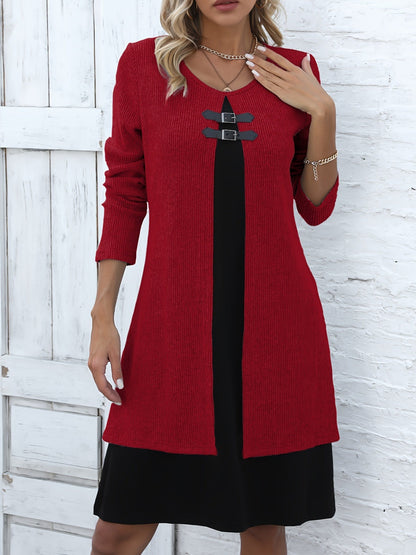 Clara - Vestido de corte A con efecto de dos piezas