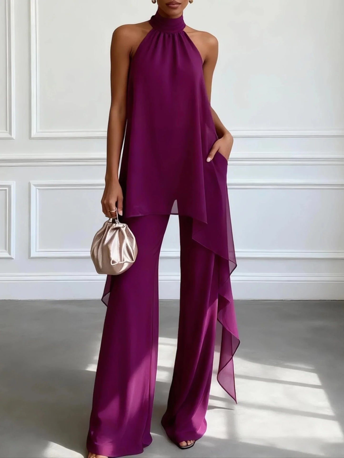 Violeta - Conjunto elegante de pantalón halter