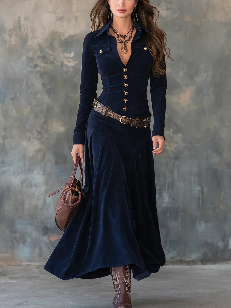 Mila – Vestido largo efecto ante