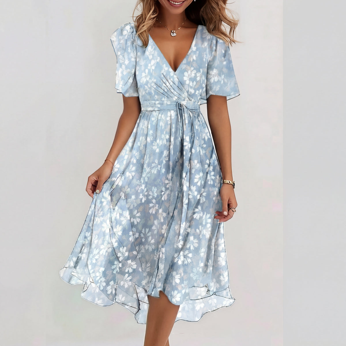 Fiona - Vestido midi especial de manga corta