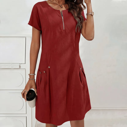 Mireia - Dress with zipper and buttoned pockets