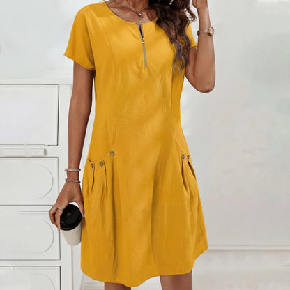 Mireia - Dress with zipper and buttoned pockets