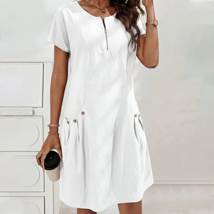 Mireia - Dress with zipper and buttoned pockets