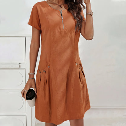 Mireia - Dress with zipper and buttoned pockets