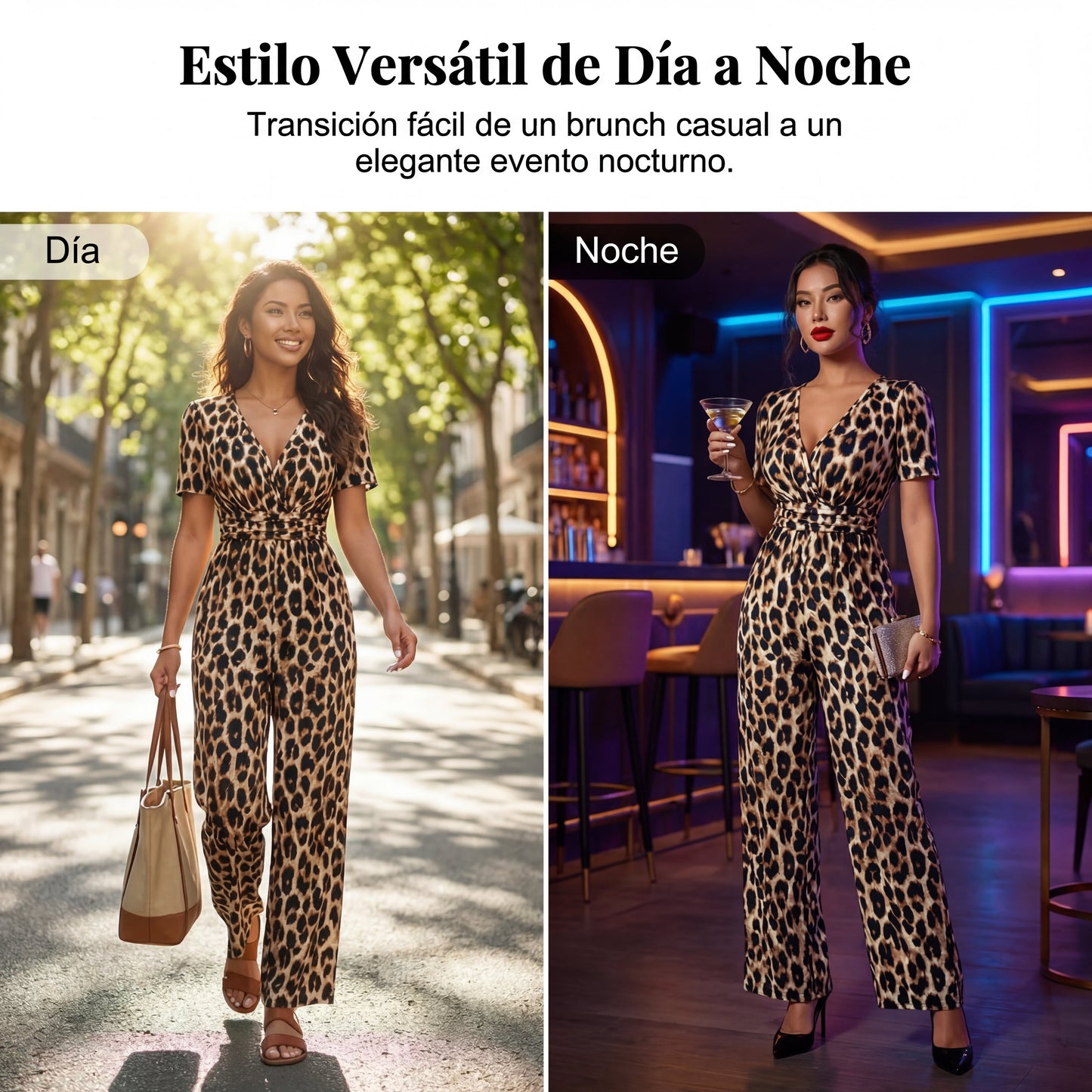 Lara - Leopard Print V-Neck Wide Leg Jumpsuit