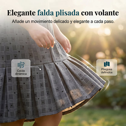 Marta - Gingham dress with zip and pleated hem