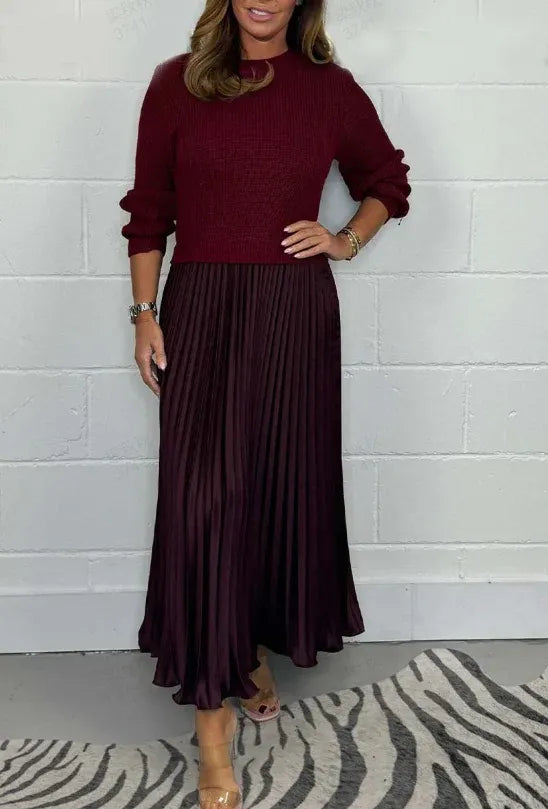 Claudia - Maxi dress with jersey and pleated skirt
