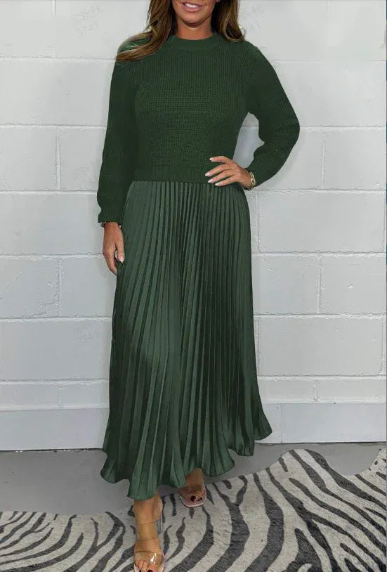 Claudia - Maxi dress with jersey and pleated skirt