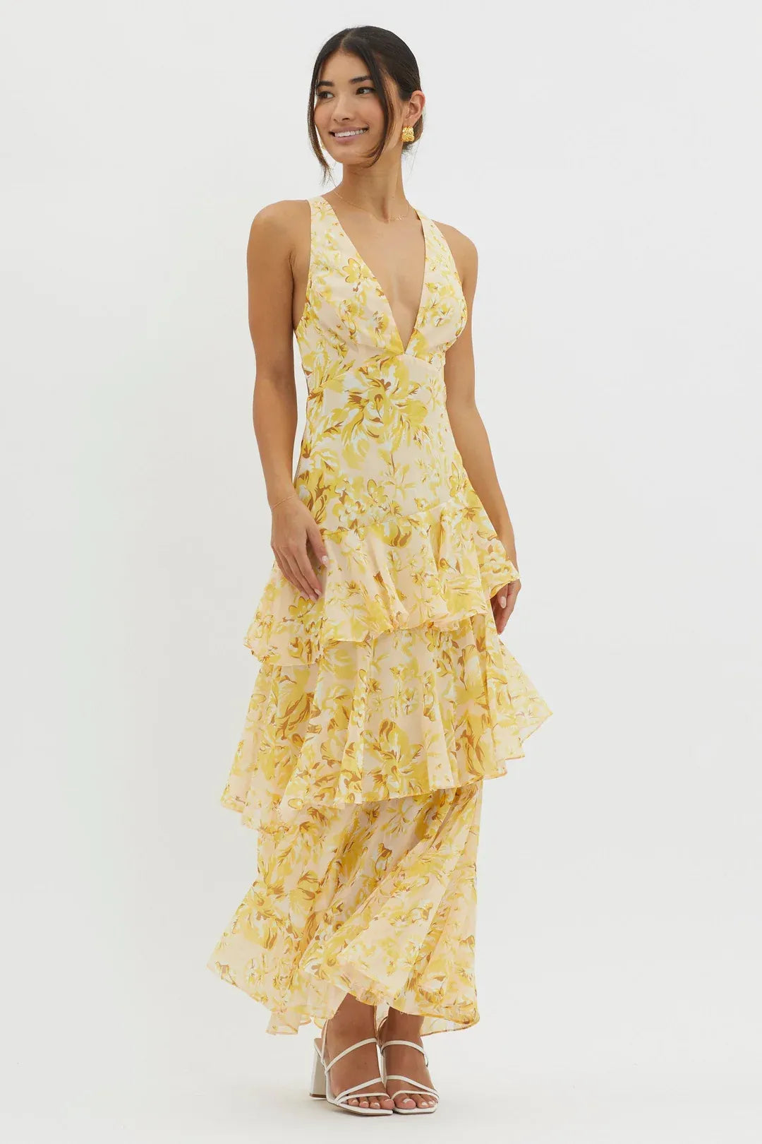 Maya - Floral Ruffle Maxi Dress