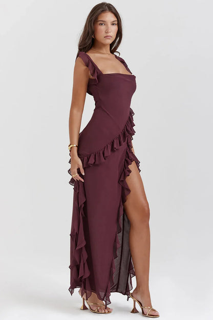 Talía - Long Dress with Ruffles and Slit