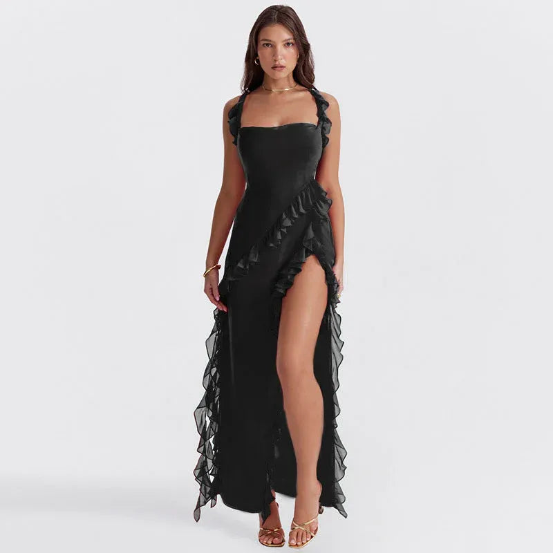 Talía - Long Dress with Ruffles and Slit