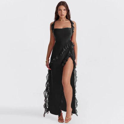 Talía - Long Dress with Ruffles and Slit