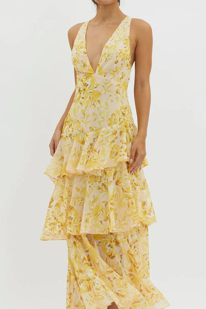 Maya - Floral Ruffle Maxi Dress