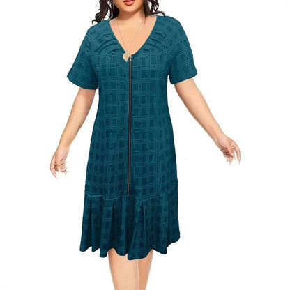 Marta - Gingham dress with zip and pleated hem