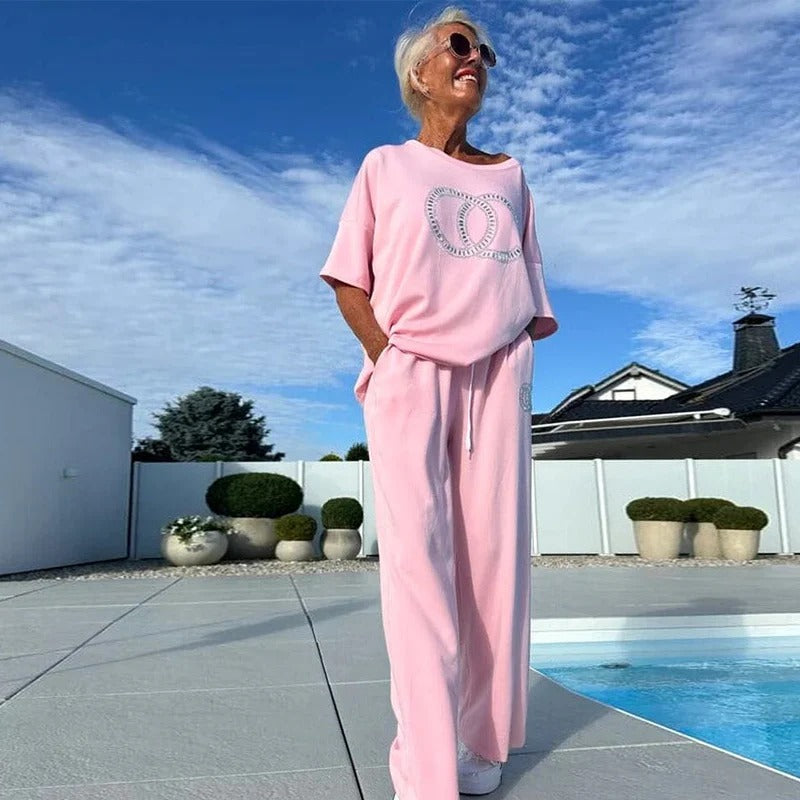 Nerea - Two-piece set with top and wide-leg trousers