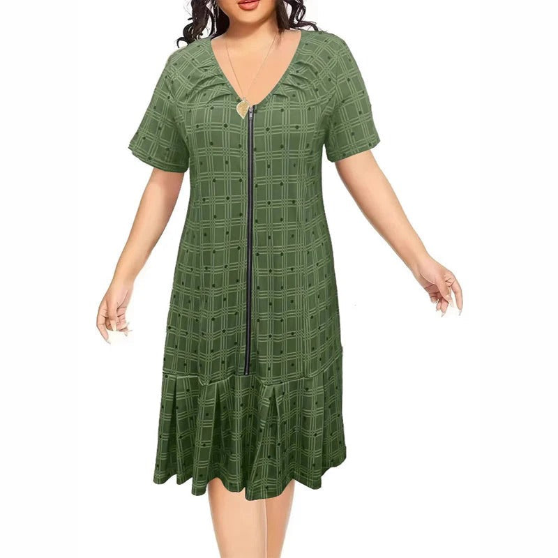 Marta - Gingham dress with zip and pleated hem
