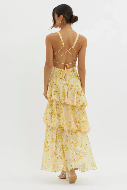 Maya - Floral Ruffle Maxi Dress
