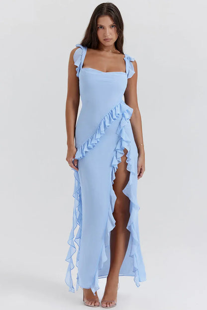 Talía - Long Dress with Ruffles and Slit