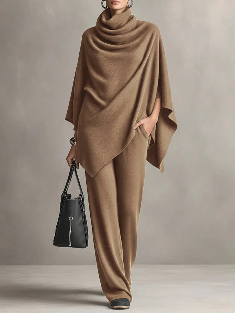 Giana – Elegant set with draped poncho and trousers