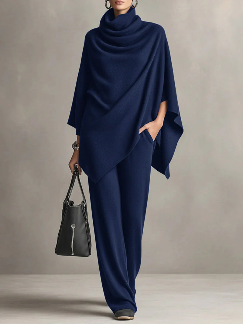 Giana – Elegant set with draped poncho and trousers
