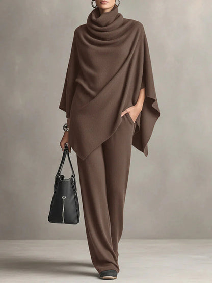 Giana – Elegant set with draped poncho and trousers