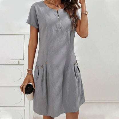 Mireia - Dress with zipper and buttoned pockets