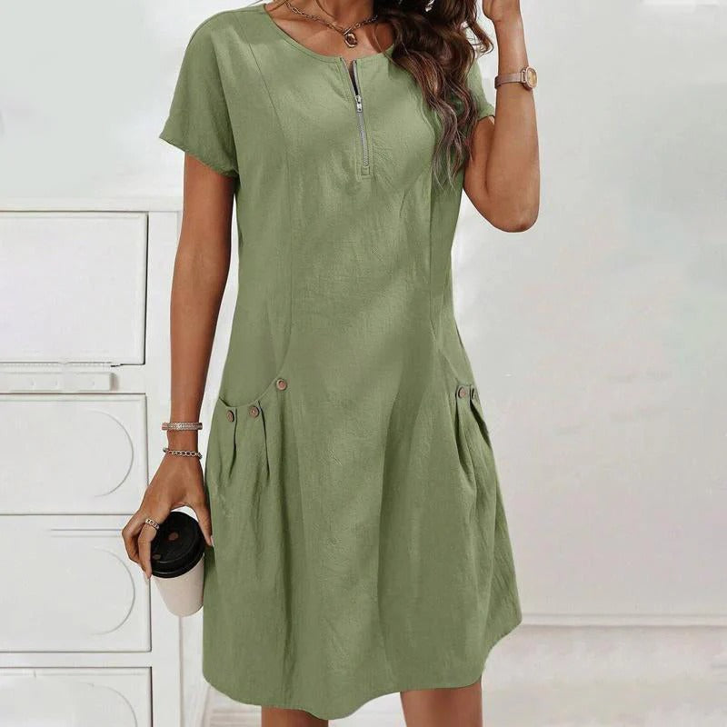 Mireia - Dress with zipper and buttoned pockets