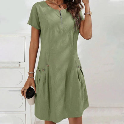 Mireia - Dress with zipper and buttoned pockets