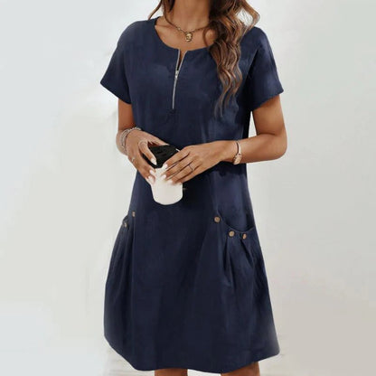 Mireia - Dress with zipper and buttoned pockets