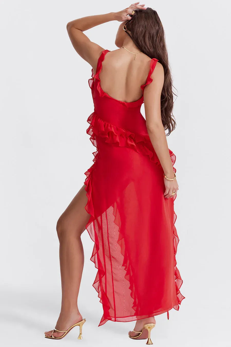 Talía - Long Dress with Ruffles and Slit