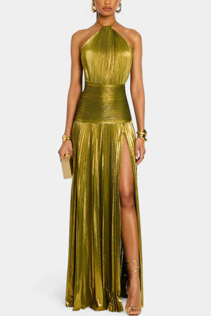 Oriana - Vestido metalizado con la espalda al descubierto