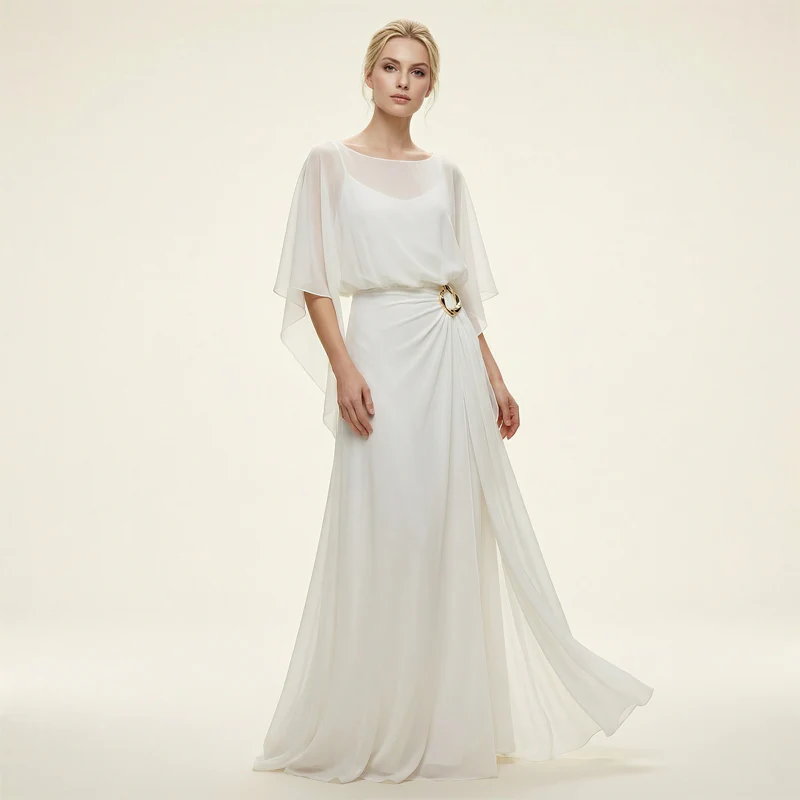 Iria - Elegant set with cape sleeves and fluid trousers
