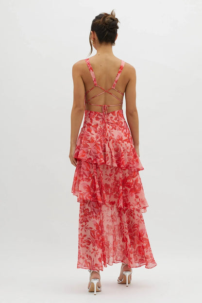 Maya - Floral Ruffle Maxi Dress