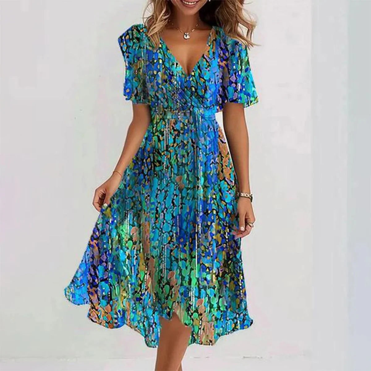 Fiona - Vestido midi especial de manga corta
