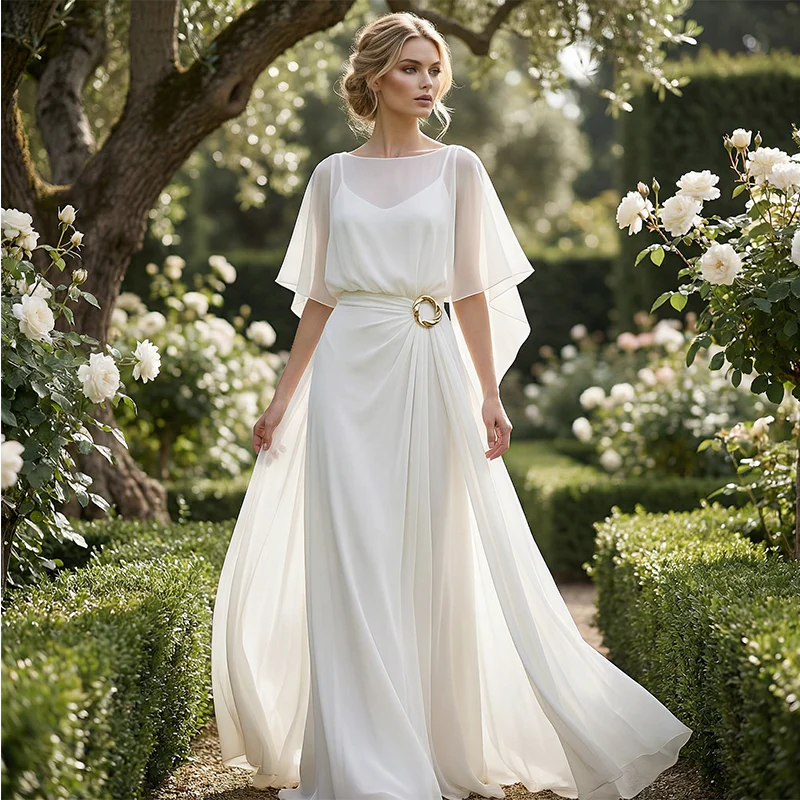 Iria - Elegant set with cape sleeves and fluid trousers