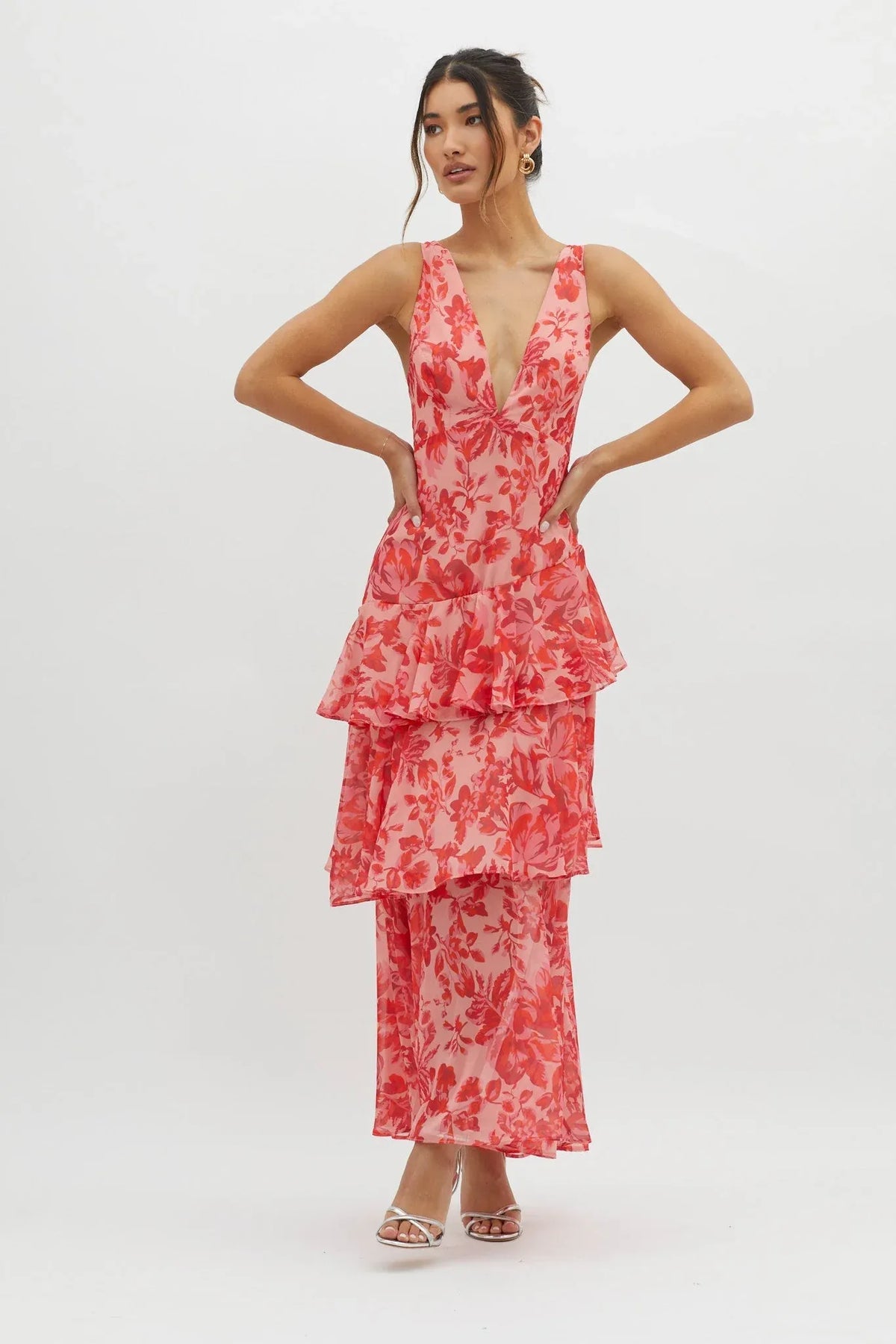 Maya - Floral Ruffle Maxi Dress