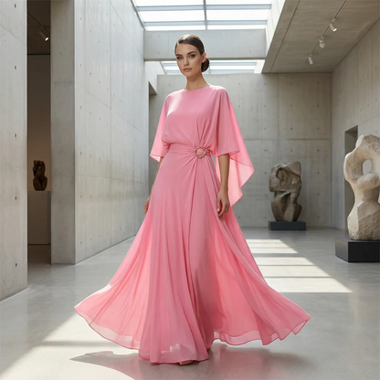 Iria - Elegant set with cape sleeves and fluid trousers