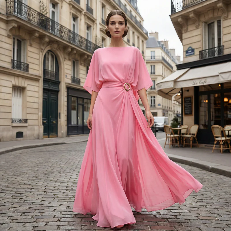 Iria - Elegant set with cape sleeves and fluid trousers