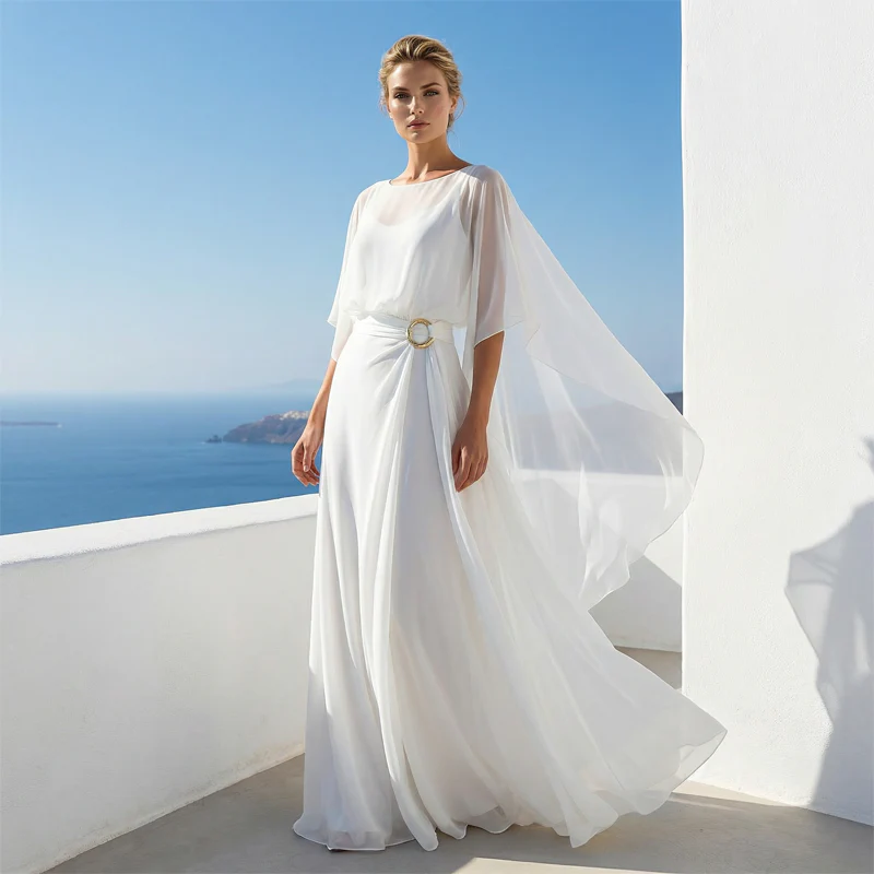 Iria - Elegant set with cape sleeves and fluid trousers